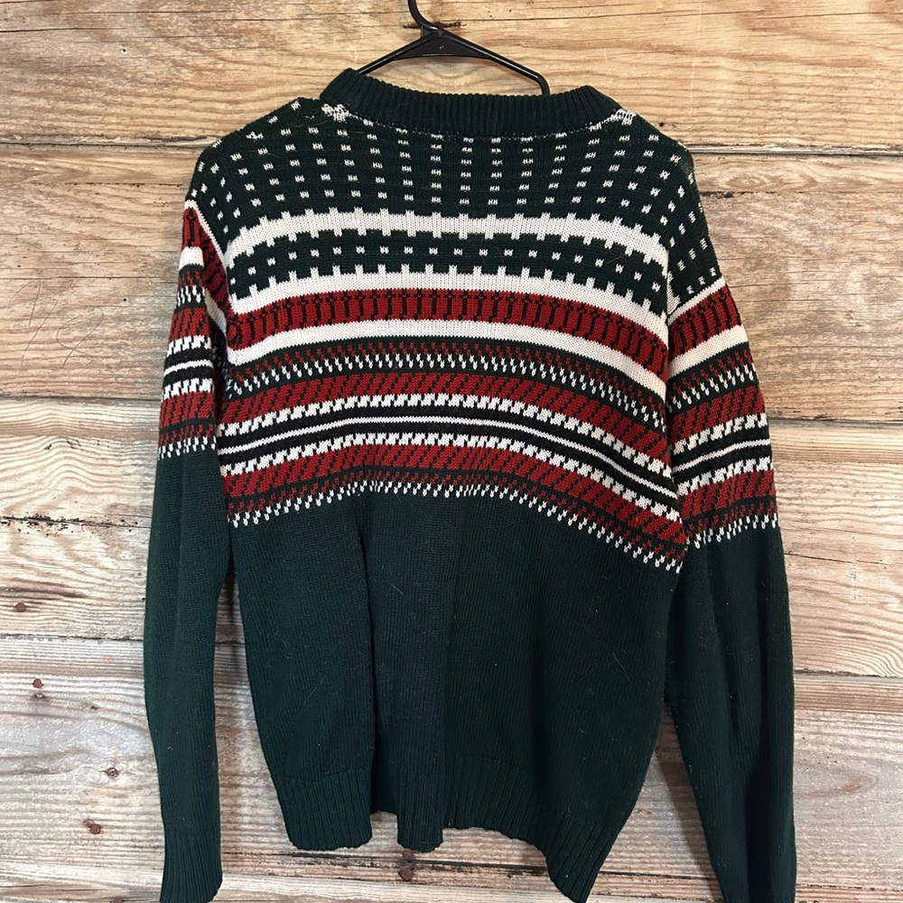 Unisex Green and Red Patterned Sweater